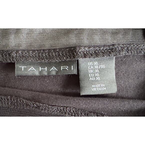 Tahari Whimsygoth Solid & Sheer Mesh Top Concert Party Club Date Night Size XL - Picture 3 of 6